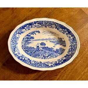 Vintage Swinnertons "Silverdale" blue and white oval serving bowl